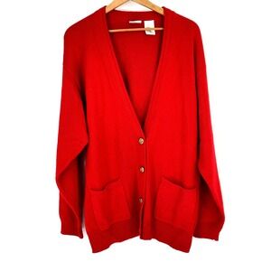 Vintage Basic Editions Womens Plus 1X Cardigan Red Oversized Pockets